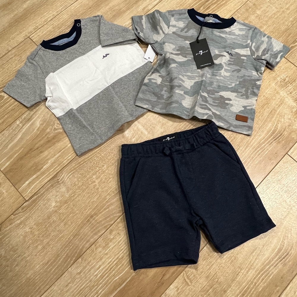 NWT - 7 For all Mankind - baby boy 3 piece set. Size 12 months